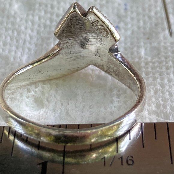 MO onyx and marcasite wrap-around sterling silver ring - Picture 6 of 7